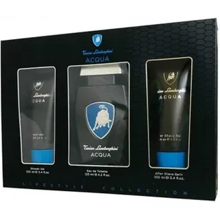 Lamborghini Acqua Gift Set 125ml Eau De Toilette + 100ml Shower Gel + 100ml Aftershave Balm