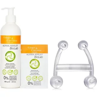 Alyssa Ashley Biolab Ginger & Curcuma Extract Body Lotion + Shower Gel + Massager 3pcs
