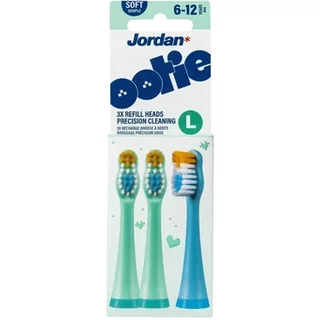Jordan Ootie Gentle Cleaning Toothbrush Refill Heads L Green/Blue 6-12 Years 3 Pack