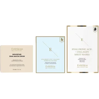 Erth Skin London Skin Repair Snail Mucin Cream 50ml + Hyaluronic Acid + Collagen Hydrogel Eye Pads 5 X 2 + Hyaluronic Acid & Collagen Mask (3 Sheets)