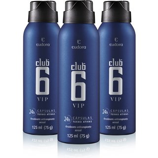 Combo Eudora: Desodorante Antitranspirante Aerossol Club 6 Vip