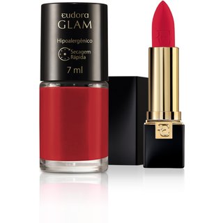 Combo Glam: Esmalte Vermelho Sofisticado 4g + Batom Matte Vermelho Essência 7ml