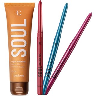 Combo Soul: Loção Hidratante Glitter 60ml + Lapiseira Delineadora Metalizada 300mg (3 cores)