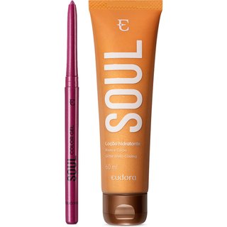 Combo Soul: Loção Hidratante Glitter 60ml + Lapiseira Delineadora Metalizada Rosa 300mg