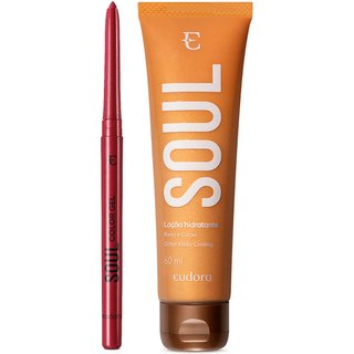 Combo Soul: Loção Hidratante Glitter 60ml + Lapiseira Delineadora Metalizada Vermelha 300mg