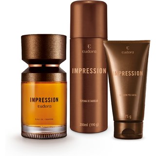 Combo Impression: Eau de Parfum 100ml + Espuma de Barbear 200ml + Gel Pós Barba 75g