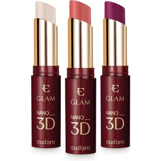 Combo Balm Glam Nano 3D: Incolor + Amora + Goiaba