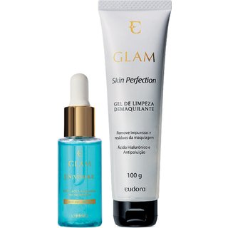 Combo Cuidados Com a Pele Glam: Gel de Limpeza Demaquilante 100g + Pré e Pós Make Hidratante 27ml