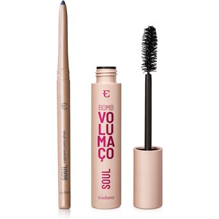 Combo Maquiagem Soul: Máscara de Cílios Bomb Volumaço + Lapiseira Retrátil Azul para Olhos