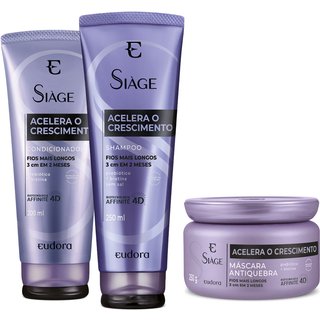 Combo Eudora Siàge Acelera o Crescimento: Shampoo 250ml + Condicionador 200ml + Máscara Capilar 250g