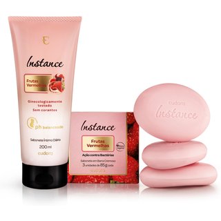 Combo Instance Frutas Vermelhas: Sabonete em Barra Vegetal 3 unidades + Sabonete Líquido Íntimo 200ml