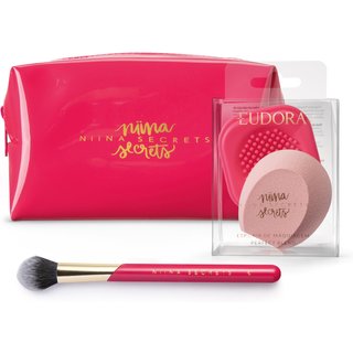 Combo Niina Secrets: Esponja de Maquiagem + Pincel Multifuncional + Necessaire Rosa