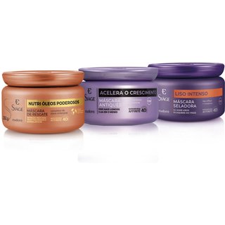 Combo Máscara Capilar Siàge: Acelera o Crescimento 250g + Liso Intenso 250g + Óleos Poderosos 250g