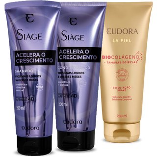 Combo Shampoo Acelera O Crescimento 250ml + Condicionador Acelera O Crescimento 200ml + Sabonete Líquido Esfoliante 200ml