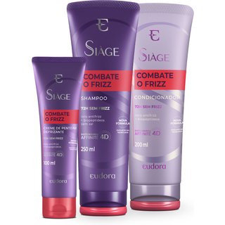 Combo Siàge Combate o Frizz: Shampoo 250ml + Condicionador 200ml + Leave-In 100ml