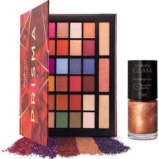 Combo Eudora Glam Prisma: Palette Multifuncional 25g + Esmalte Metálico 7ml