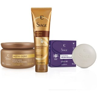 Combo Ouro: Máscara Capilar 250g + Leave-in 100ml + Shampoo Sólido 90g
