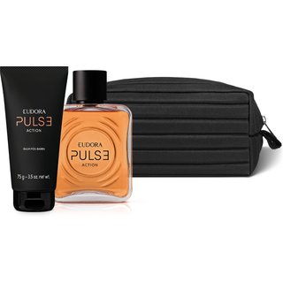 Combo Eudora Pulse Action: Desodorante Colônia 100ml + Balm Pós-Barba 75g + Nécessaire