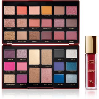 Kit Glam Palette Red Diamond + Batom Matte Blur Bordo Profundo