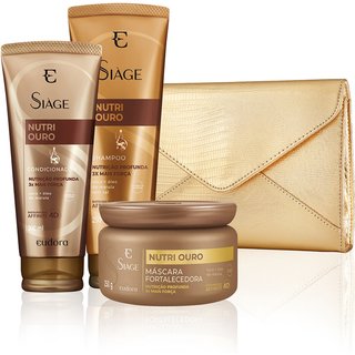 Kit Siàge Nutri Ouro Shampoo + Condicionador + Máscara + Clutch Luxo