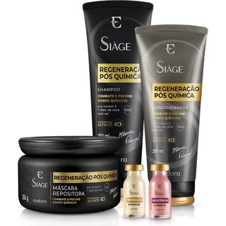 Kit Siàge Regeneração Pós Química Shampoo + Condicionador + Máscara + 2 Ampolas (Nova Versão)