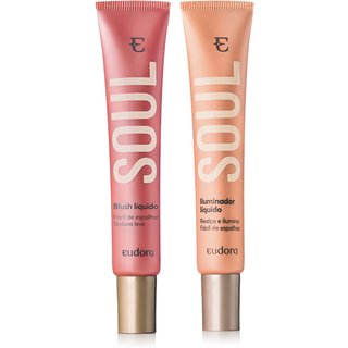 Kit Blush Líquido Soul Rosa Coradinho + Iluminador Líquido