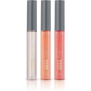 Kit 3 Gloss Soul Kiss Me Pêssego Flash + Rosa Holofote + Incolor