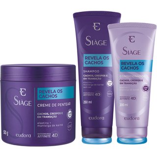 Kit Siàge Revela Os Cachos Shampoo + Condicionador + Creme de Pentear (Nova Versão)