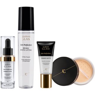 Kit Skin Perfection Pele Branca Pó Solto + Primer Matte + Primer Glow + Bruma Fixadora