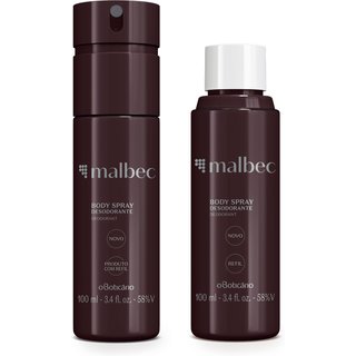 Combo Malbec: Body Spray Desodorante 100ml + Refil 100ml