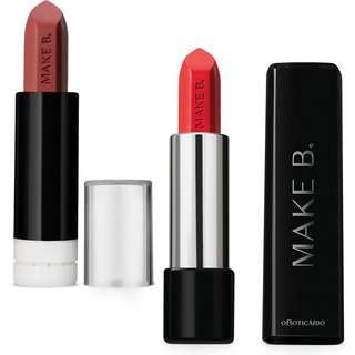 Combo Make B.: Batom Cremoso Vermelho Watermelon 3,6g + Refil Batom Mate Marrom Hot Brown 4g
