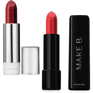 Combo Make B.: Batom Mate Laranja Orange Fever 4g + Refil Batom Glossy Vinho Wine 3,6g
