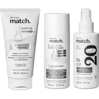 Combo Match Lab: Acidificante 100ml + Spray Capilar 150ml + Leave-In 150ml