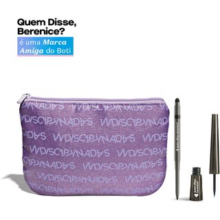 Combo Delineador de Olhos Pretolino 2,5ml + Lápis Olhos Esfumador Pretô 200mg + Nécessaire Roxo Indisciplinadas
