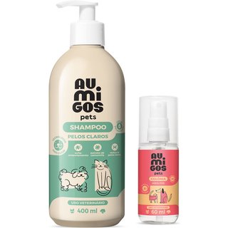 Combo Au.Migos Pets: Shampoo Pelos Claros 400ml + Colônia 60ml