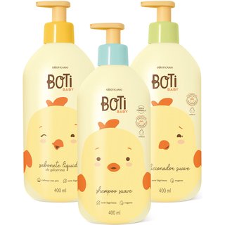 Combo Boti Baby: Shampoo Suave 400ml + Condicionador Suave 400ml + Sabonete Líquido de Glicerina 400ml