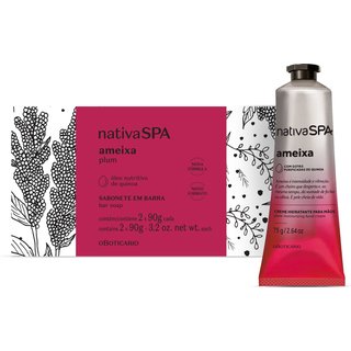 Combo Nativa SPA Ameixa: Sabonete em Barra 2x90g + Gel Creme Mãos 75g