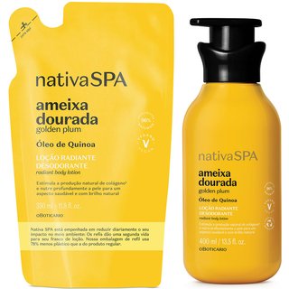 Combo Nativa Spa Ameixa Dourada: Loção Radiante Corporal 400ml + Refil 350ml