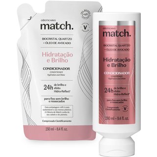 Combo Match Hidratação e Brilho: Condicionador 280ml + Refil 250ml