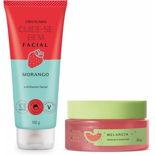 Combo Cuide-se Bem Feira Misturinha: Esfoliante Facial Morango 100g + Máscara Facial Noturna Melancia 50g