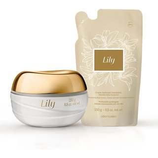 Combo Creme Acetinado Hidratante Desodorante Corporal Lily 250g + Refil 250g