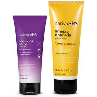 Combo Nativa SPA: Loção Radiante Corporal Ameixa Dourada 100ml + Loção Noturna Orquídea Noire 50ml