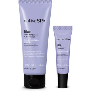 Combo Nativa Spa Lilac: Gel de Limpeza Facial 100g + Balm Hidratante Labial 7,5ml