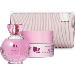 Combo Presente Liz Flora: Desodorante Colônia 100ml + Hidratante Desodorante 250g + Nécessaire