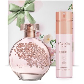 Combo Presente Floratta Rose: Desodorante Colônia 75ml + Body Spray 100ml + Caixa de Presente