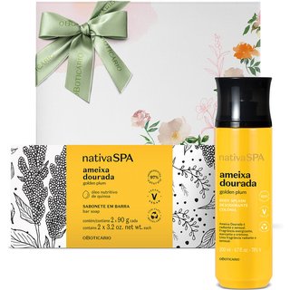 Combo Presente Nativa SPA Ameixa Dourada: Body Splash 200ml + Sabonetes 2x90g + Caixa de Presente
