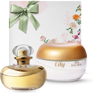 Combo Presente Lily: Eau De Parfum 75ml+ Creme Desodorante Hidratante Acetinao 250g + Caixa de Presente