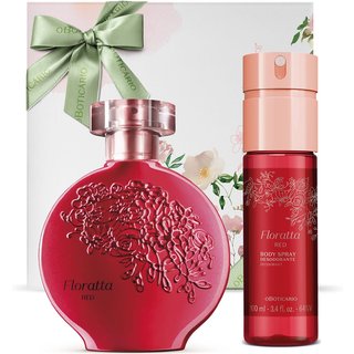 Combo Presente Floratta Red: Desodorante Colônia 75ml + Body Spray 100ml + Caixa de Presente