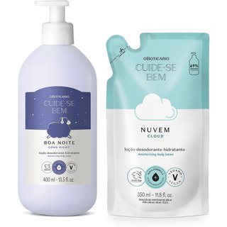 Combo Cuide-se Bem: Loção Corporal Boa Noite 400ml + Refil Loção Corporal Nuvem 350ml