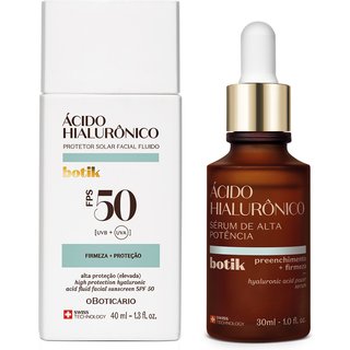 Combo Botik Ácido Hialurônico: Protetor Solar FPS 50 40ml + Sérum Facial de Alta Potência 30ml